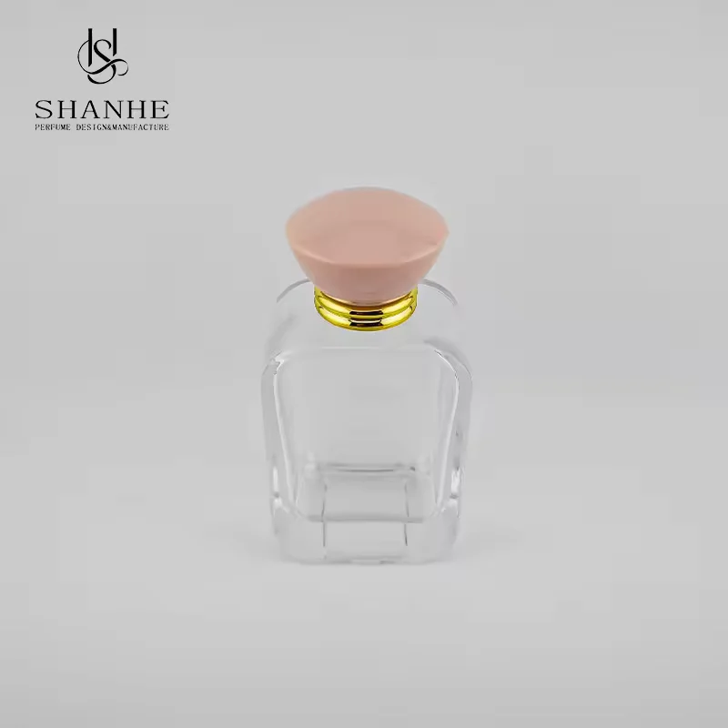 Luxury Custom Cubic Perfume Bottle Empty Manufacture Pink Cap for Perfume image 2