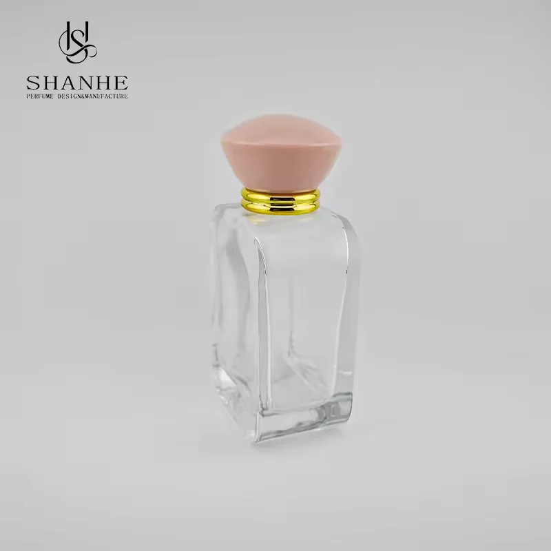Luxury Custom Cubic Perfume Bottle Empty Manufacture Pink Cap for Perfume image 4
