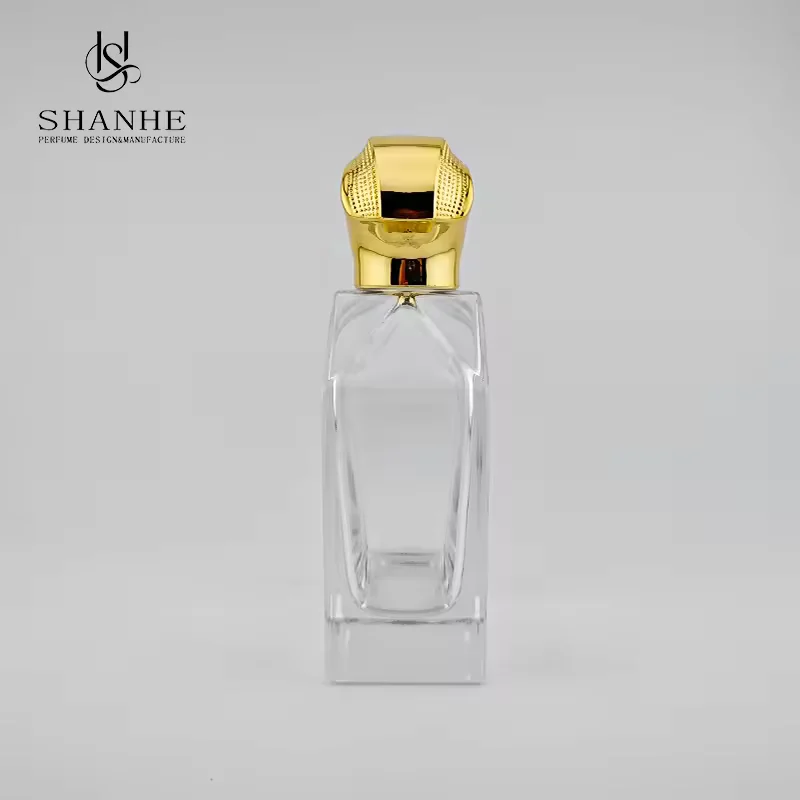 Luxury Glass Atomizer Bottles Empty Perfume Bottle with Irregular Golden image 2