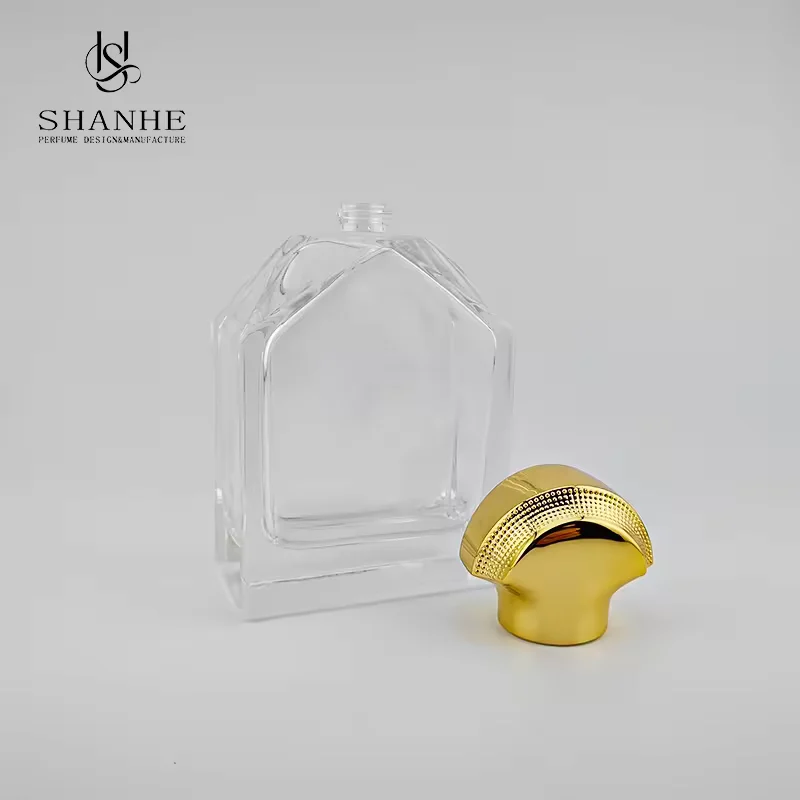 Luxury Glass Atomizer Bottles Empty Perfume Bottle with Irregular Golden image 4