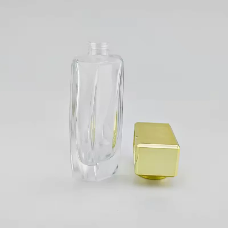 Luxury Premium Empty Perfume Glass Bottle Golden Lid Sizes Customizable Logo