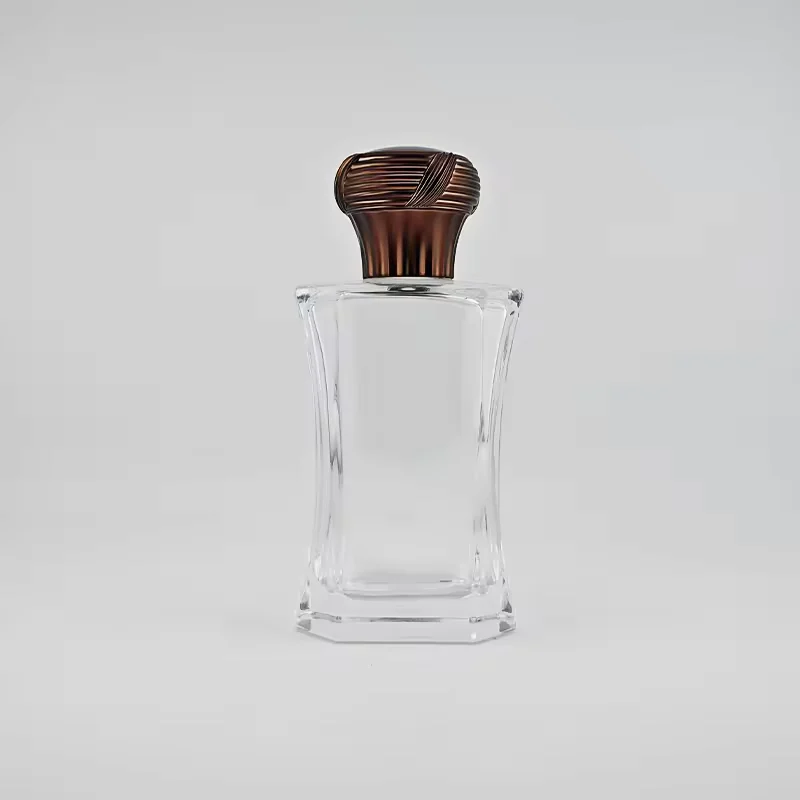 Square Glass Perfume Bottle with Crimp Neck