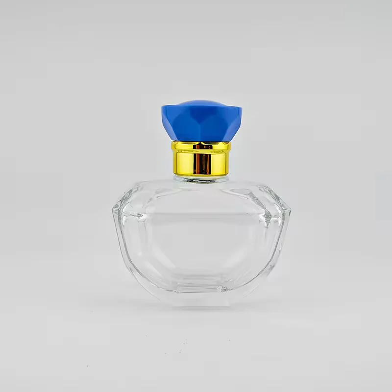 Classic Apple-Shaped Glass Perfume Bottle with Blue Lid and Leak-Proof Pump
