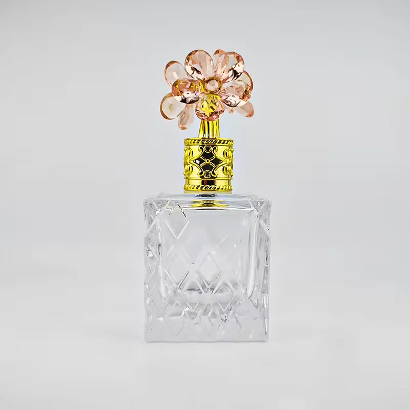 Newly Designed Glass Perfume Bottle Flat Shape Capacity Hot Stamping Surface image 2