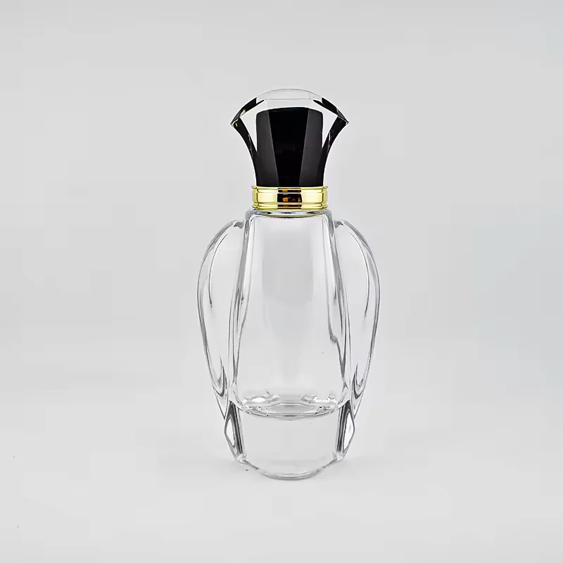 Black Glass Perfume Bottle with Crimp Neck