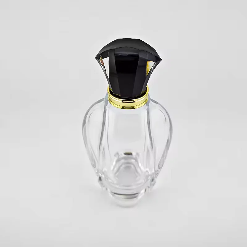 Black Glass Perfume Bottle with Crimp Neck image 2