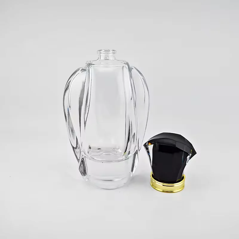 Black Glass Perfume Bottle with Crimp Neck image 3