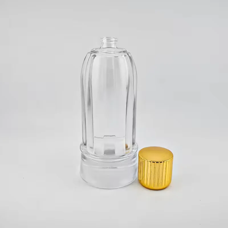 Clear Cylindrical Glass Perfume Bottle with Refillable Design