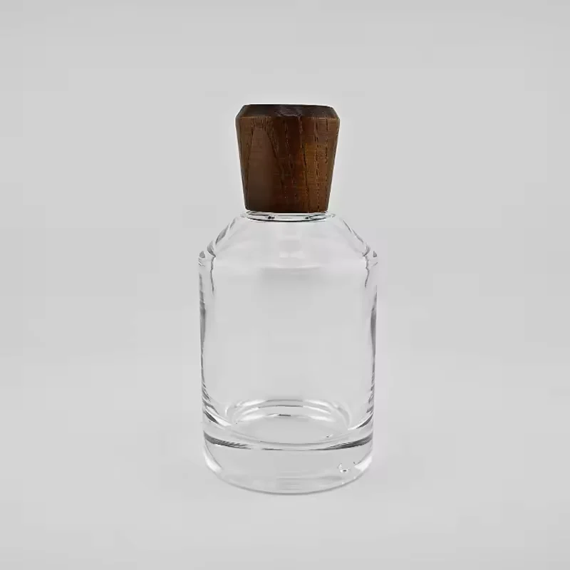 Square Glass Perfume Bottle with Wood Cap