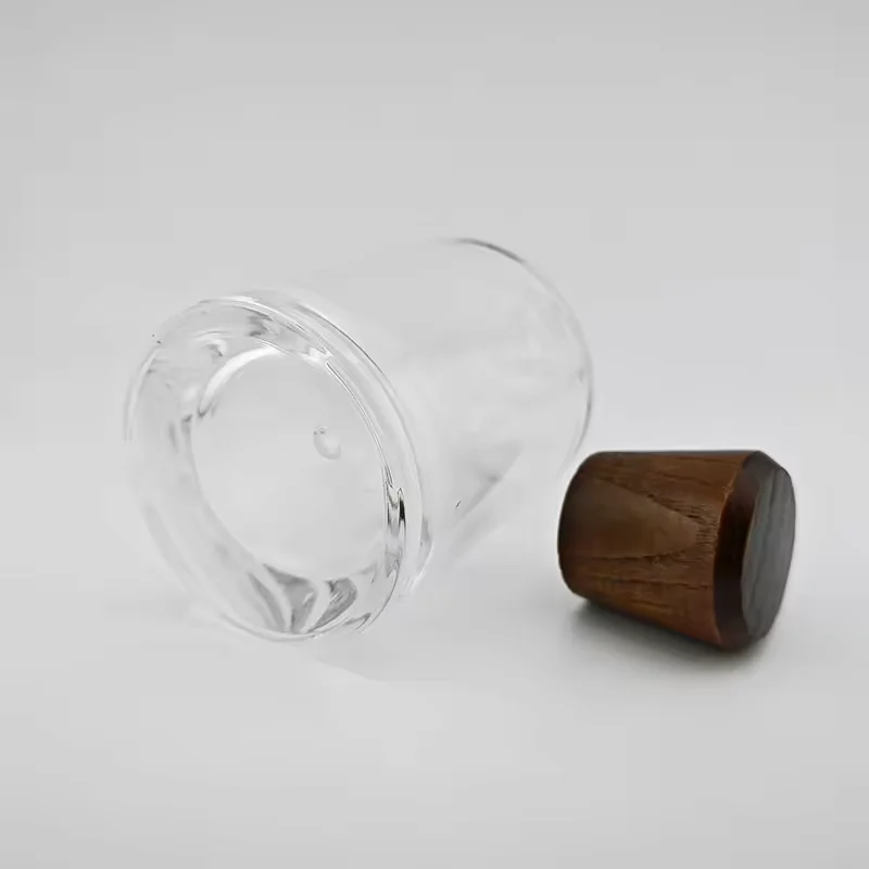 Square Glass Perfume Bottle with Wood Cap image 2