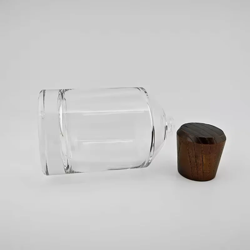 Square Glass Perfume Bottle with Wood Cap image 3