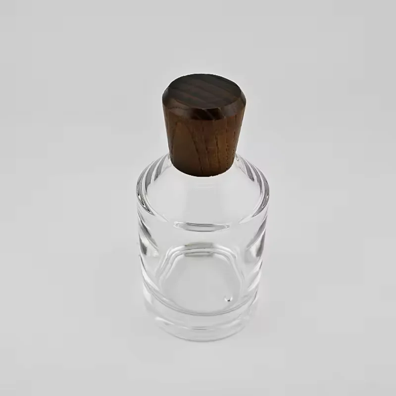 Square Glass Perfume Bottle with Wood Cap image 5