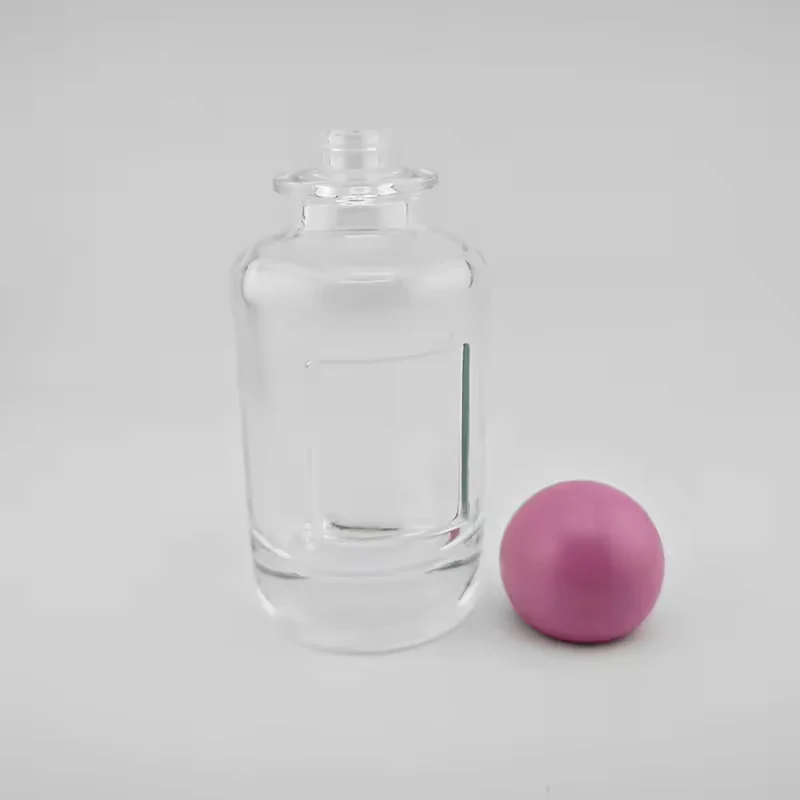 Cylindrical Glass Perfume Bottle with Wood Cap image 4