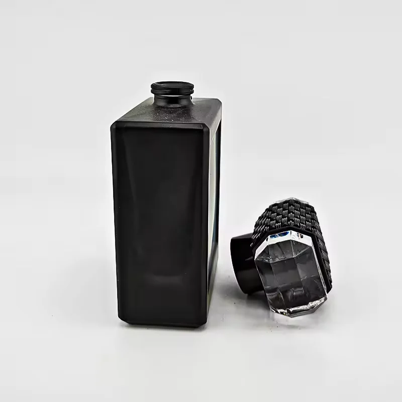 Black Rectangular Glass Perfume Bottle with Pump Sprayer image 3