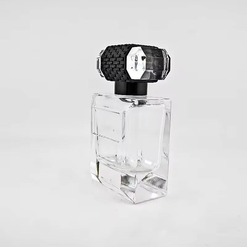 Black Square Glass Perfume Bottle with Pump Sprayer image 3