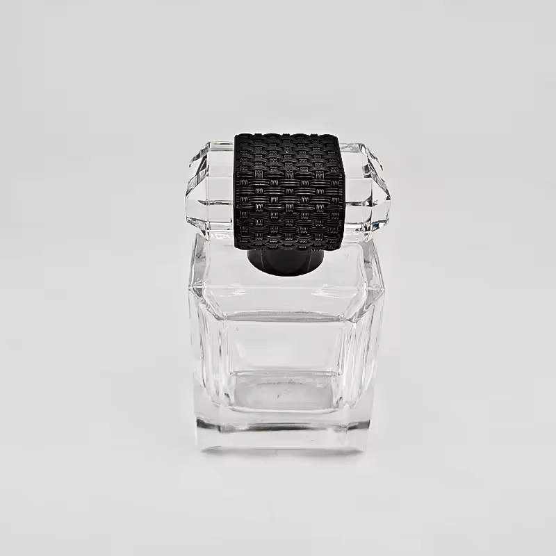 Black Square Glass Perfume Bottle with Pump Sprayer image 4