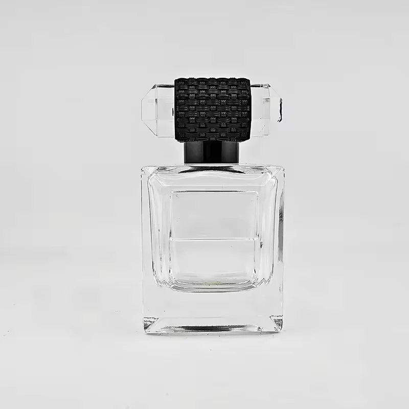 Black Square Glass Perfume Bottle with Pump Sprayer image 5