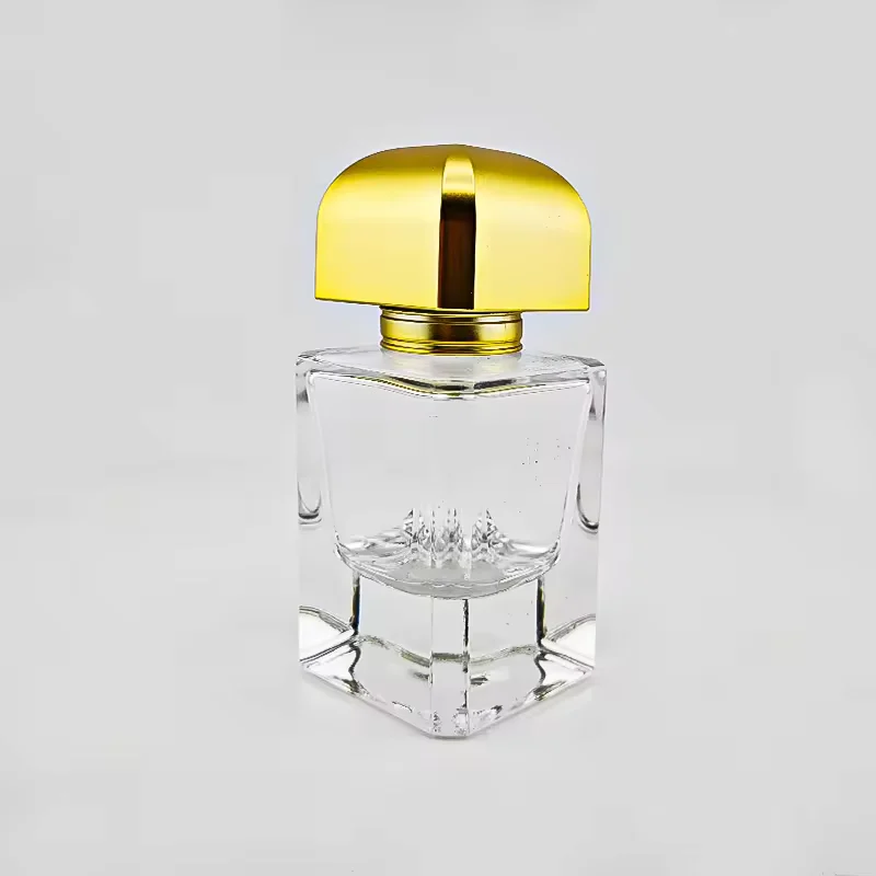 Glass Perfume Bottle Flat Capacity with Golden Cap image 2