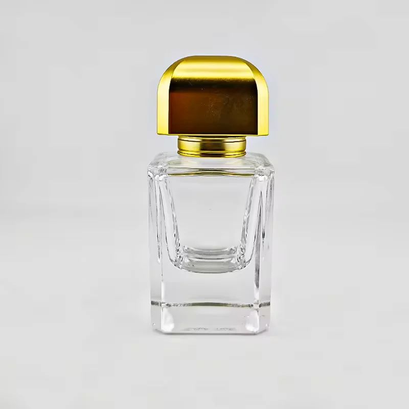 Glass Perfume Bottle Flat Capacity with Golden Cap image 3