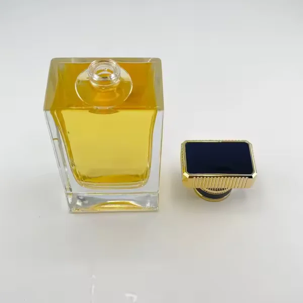 Square Glass Perfume Bottle with Refillable Design image 2