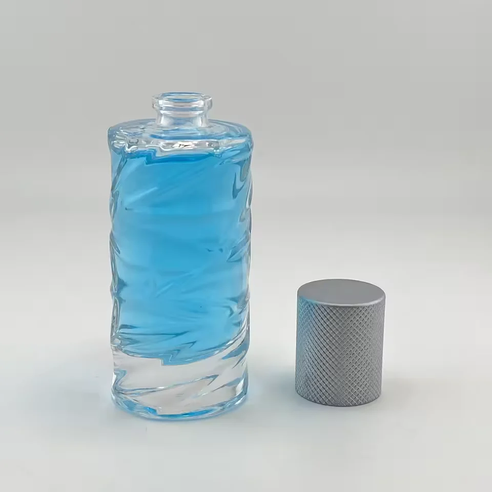 Cylindrical Glass Perfume Bottle with Refillable Design image 2