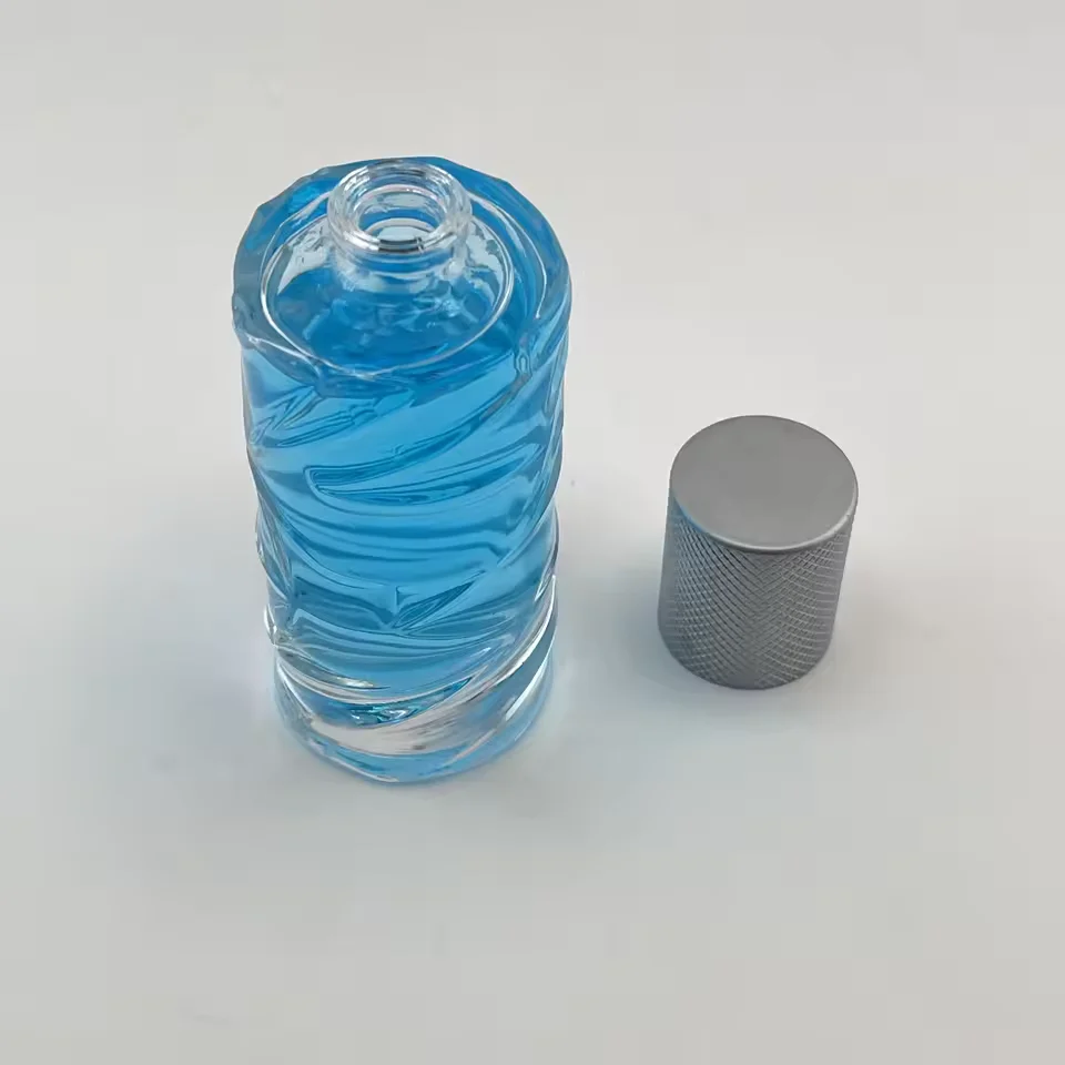 Cylindrical Glass Perfume Bottle with Refillable Design image 4