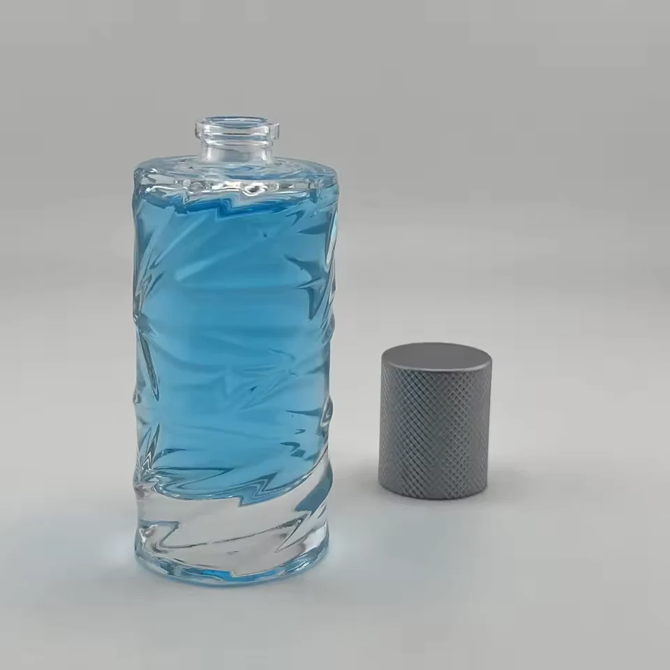 Rectangular Glass Perfume Bottle with Crimp Neck
