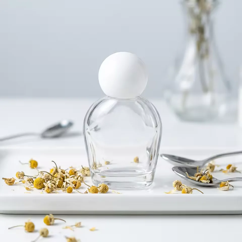 Round Glass Perfume Bottle with Pump Sprayer