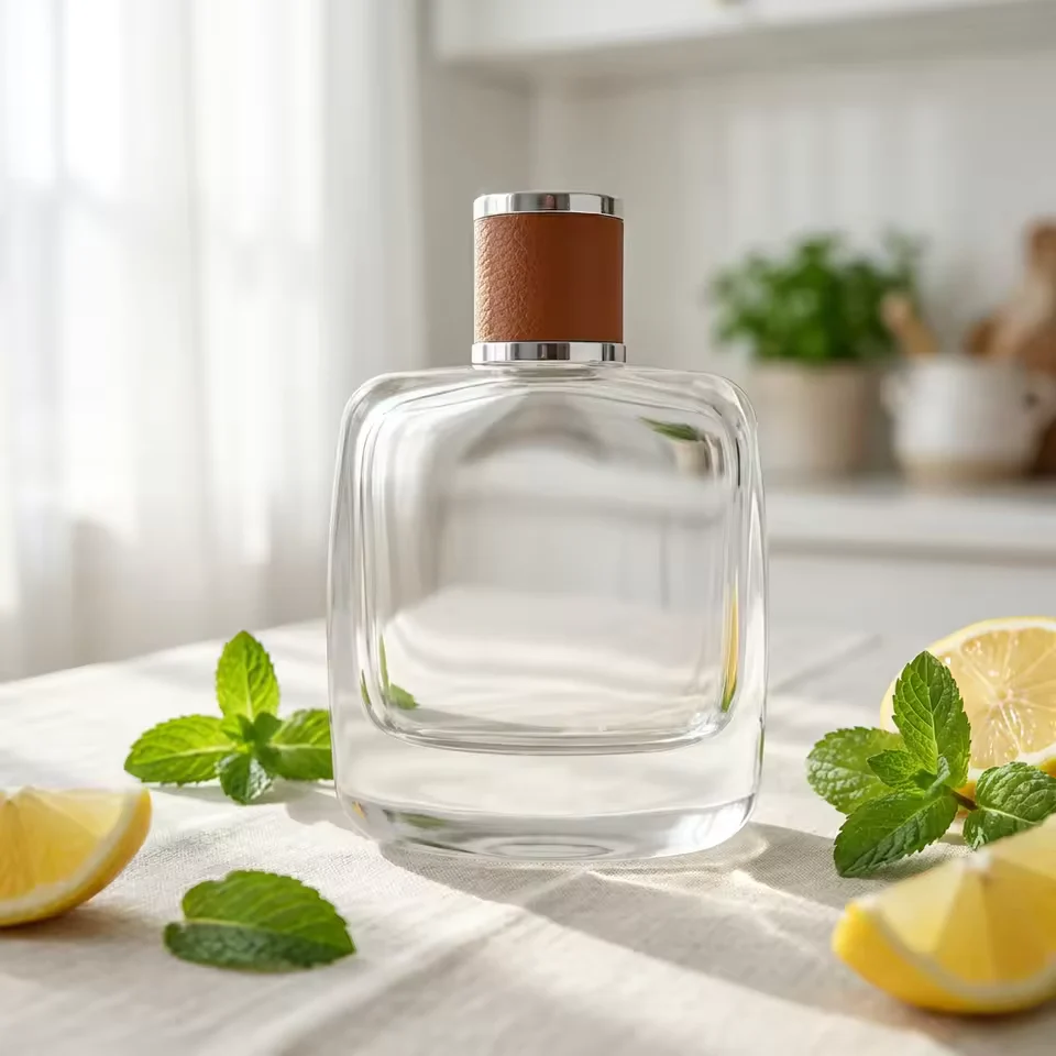 Red Square Glass Perfume Bottle