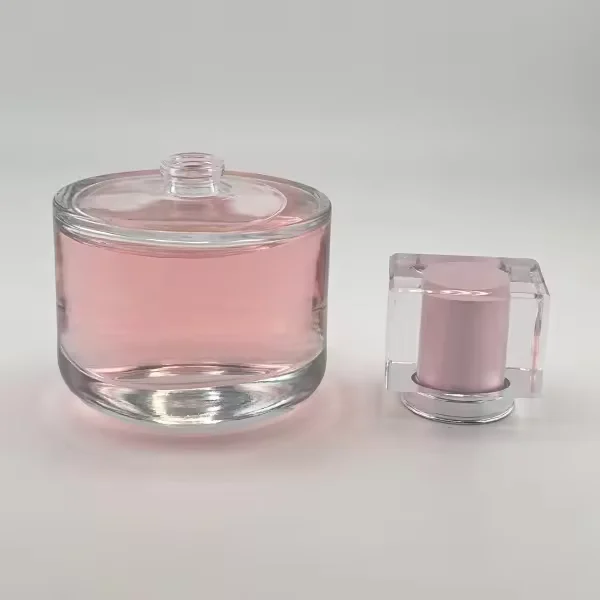 Clear Cylindrical Glass Perfume Bottle