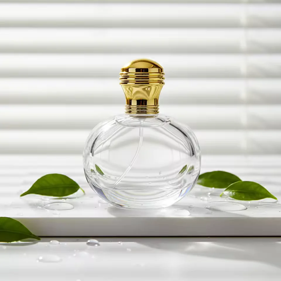Clear Round Glass Perfume Bottle