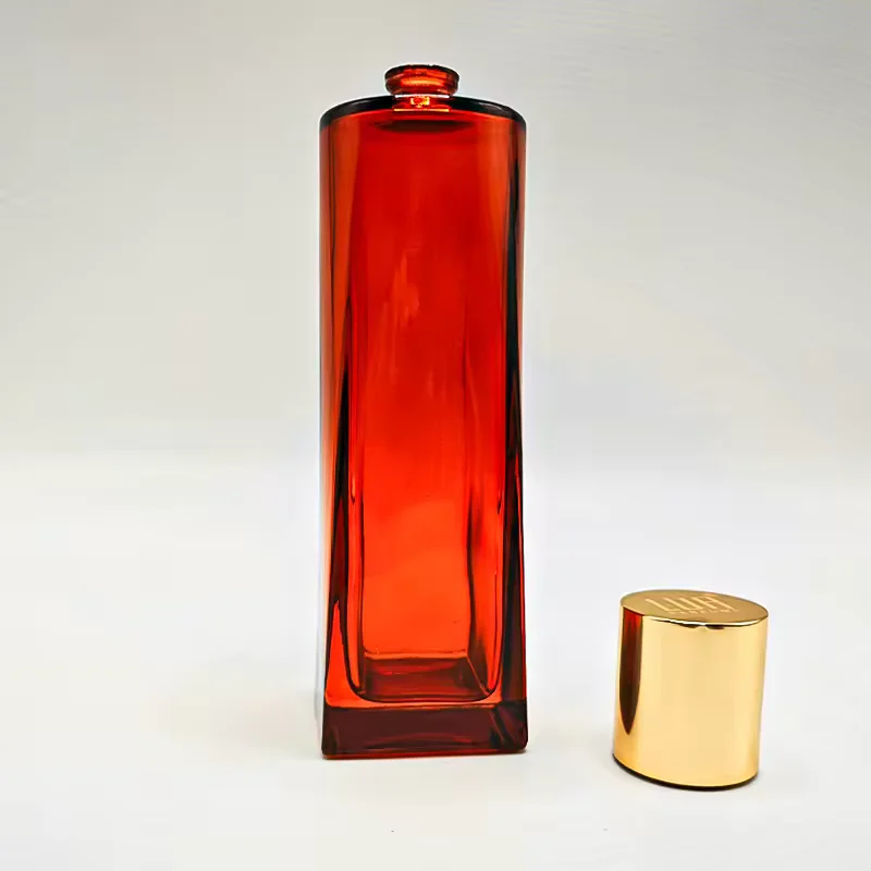Red Glass Perfume Bottle with Refillable Design