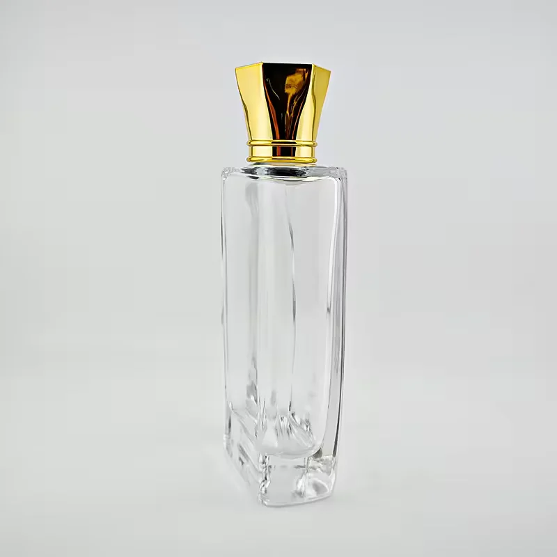 Clear Square Glass Perfume Bottle with Pump Sprayer