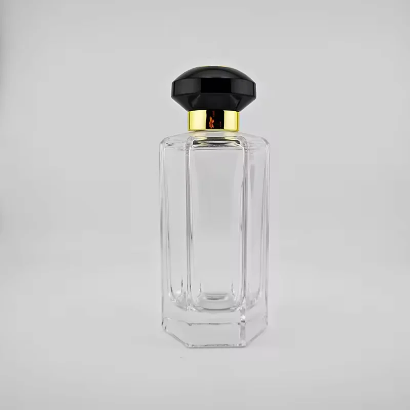 Black Rectangular Glass Perfume Bottle with Pump Sprayer