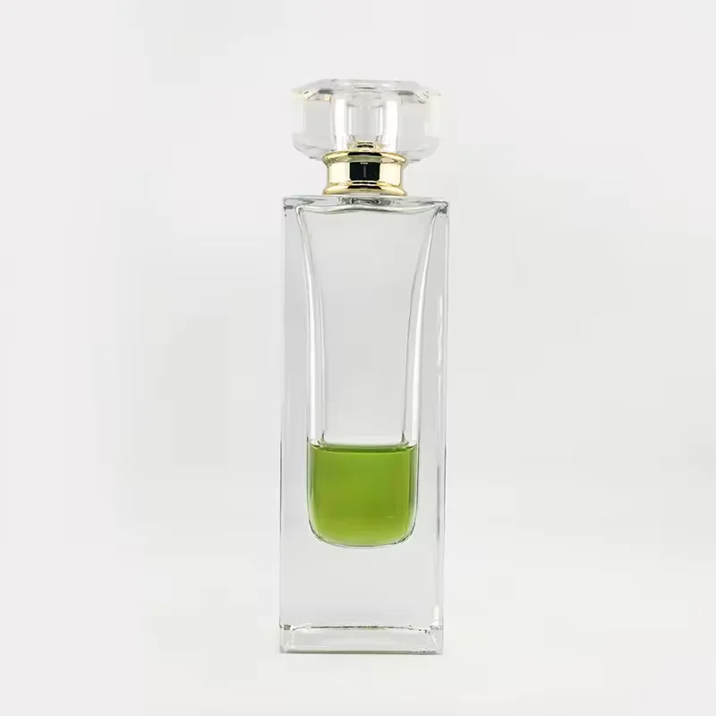 Clear Rectangular Glass Perfume Bottle with Pump Sprayer