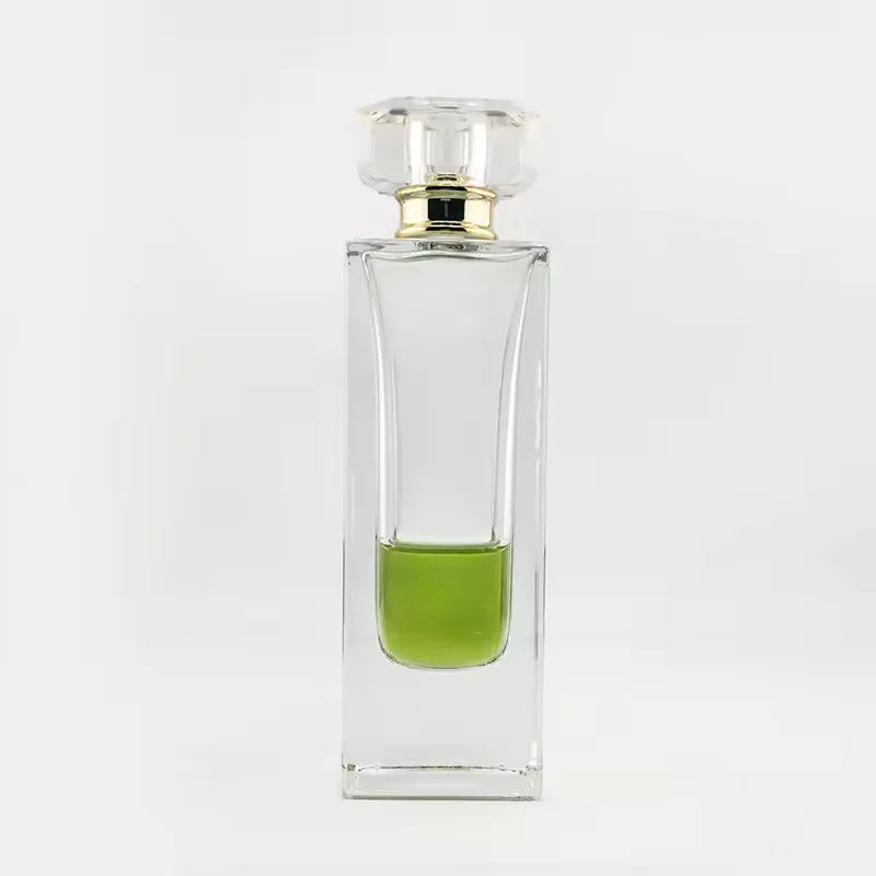 Clear Rectangular Glass Perfume Bottle with Refillable Design