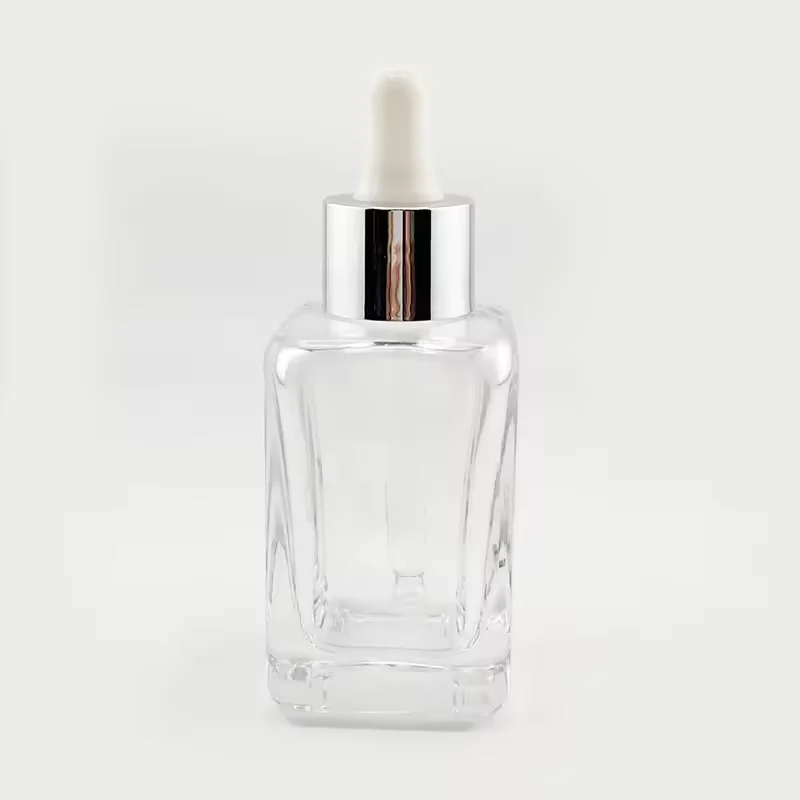 Clear Square Glass Perfume Bottle with Refillable Design