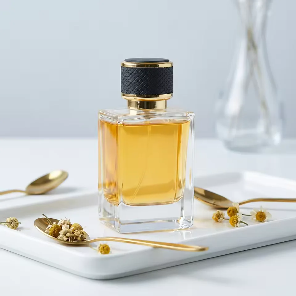 Square Glass Perfume Bottle with Pump Sprayer