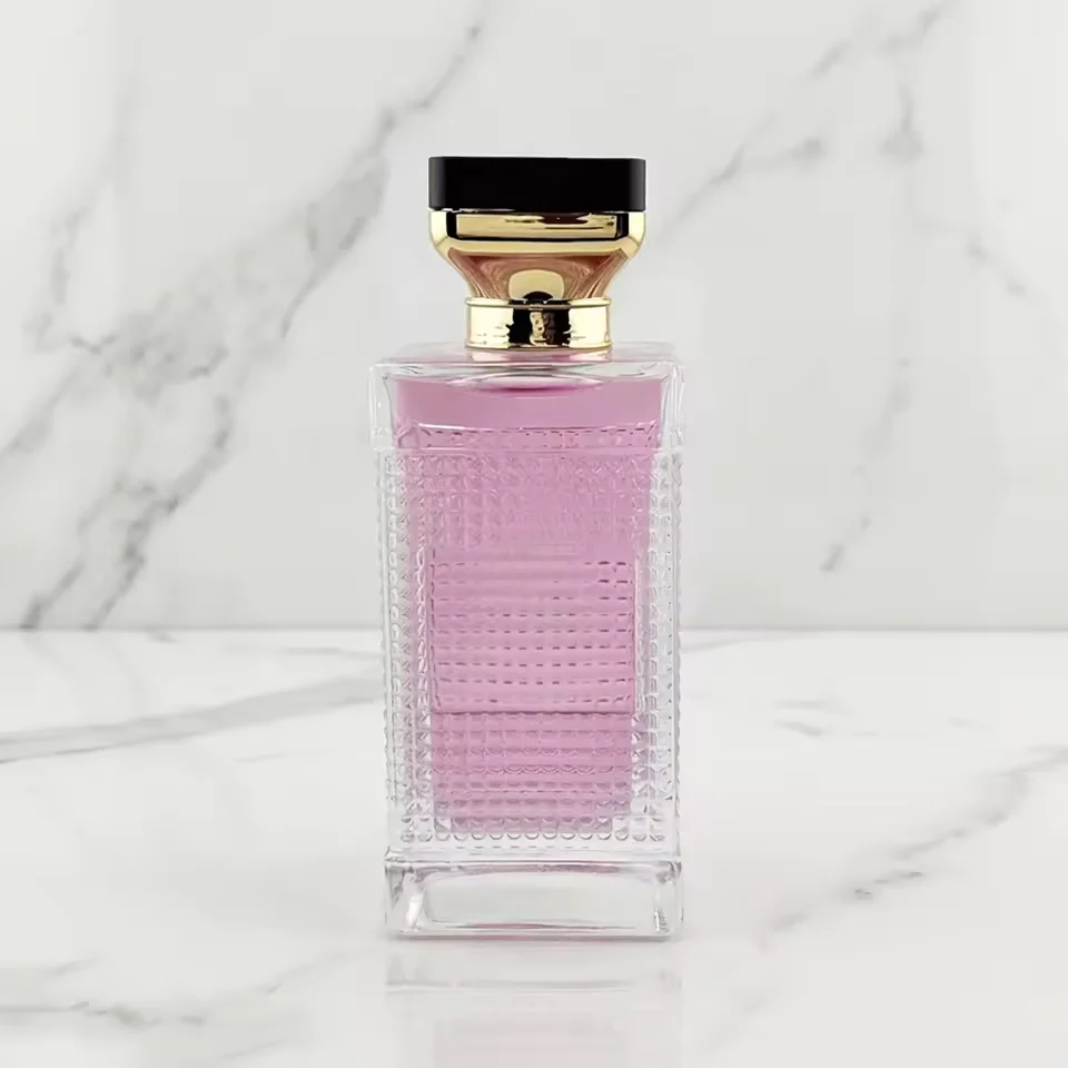 Rectangular Glass Perfume Bottle with Crimp Neck