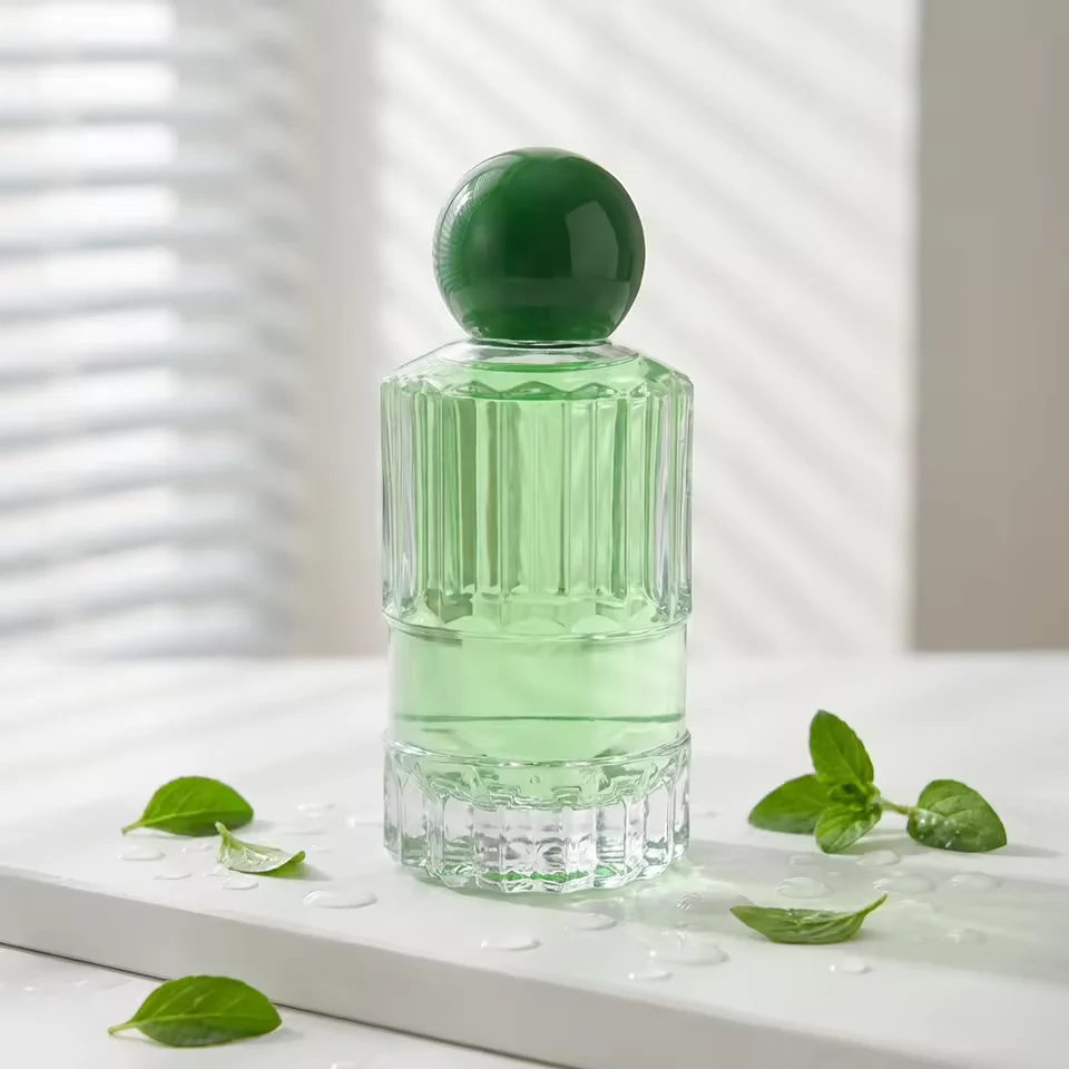 Cylindrical Glass Perfume Bottle with Pump Sprayer