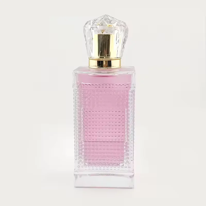Clear Square Glass Perfume Bottle with Crimp Neck