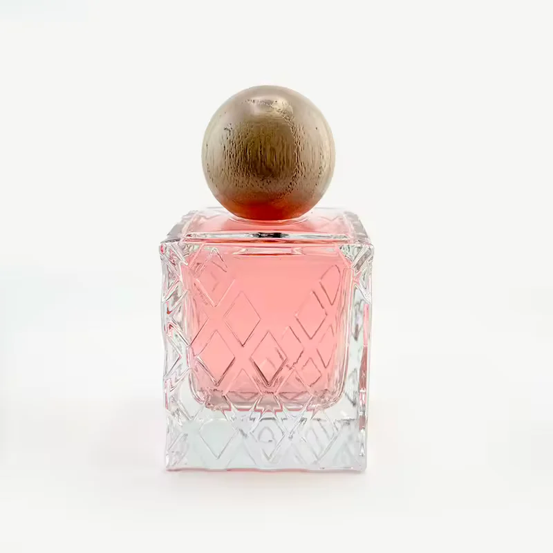 Red Square Glass Perfume Bottle with Pump Sprayer