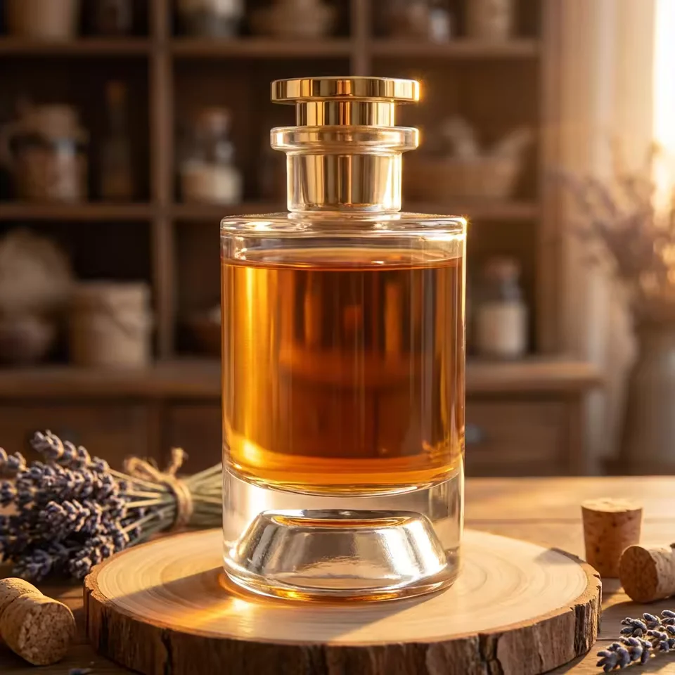 Frosted Cylindrical Glass Perfume Bottle