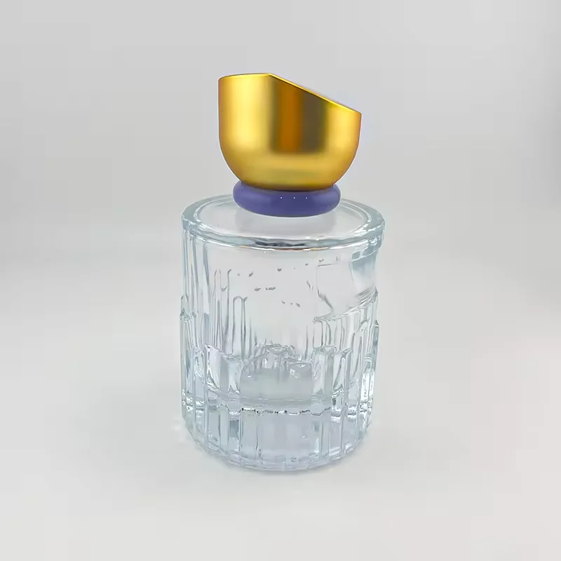 Clear Cylindrical Glass Perfume Bottle