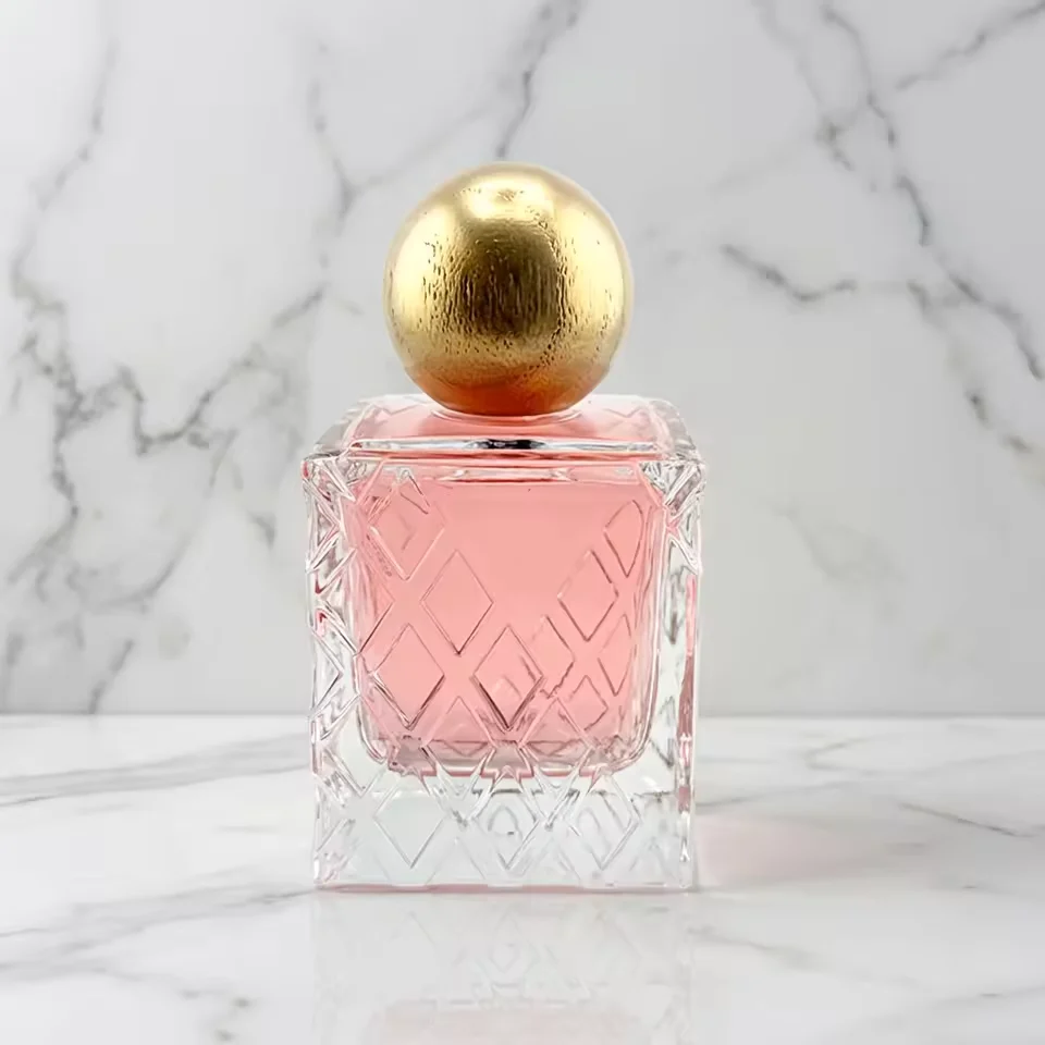 Frosted Square Glass Perfume Bottle with Refillable Design