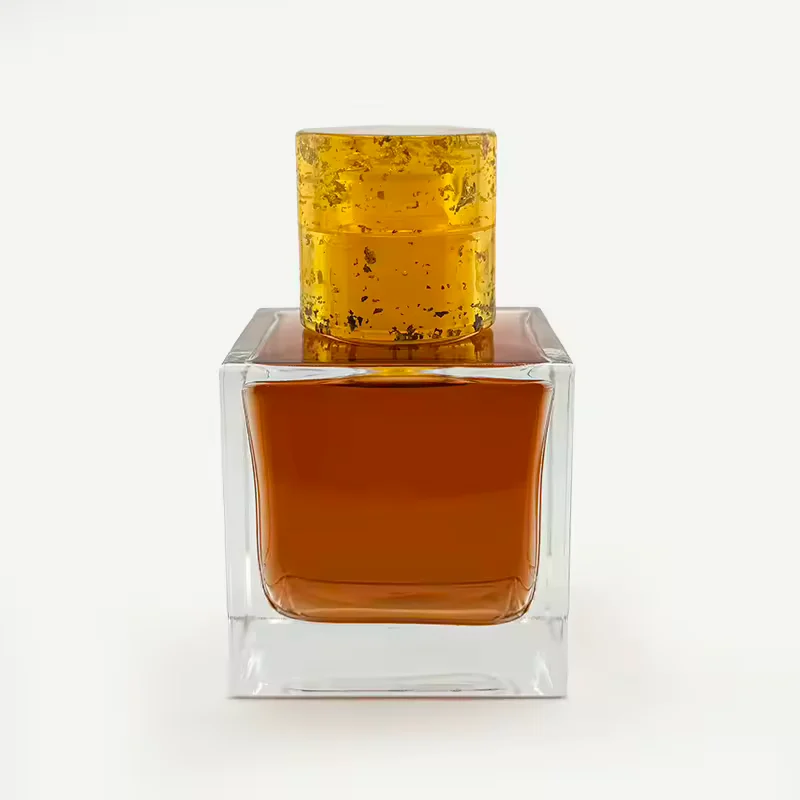 Amber Square Glass Perfume Bottle