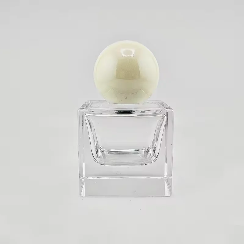 Clear Square Glass Perfume Bottle with Crimp Neck