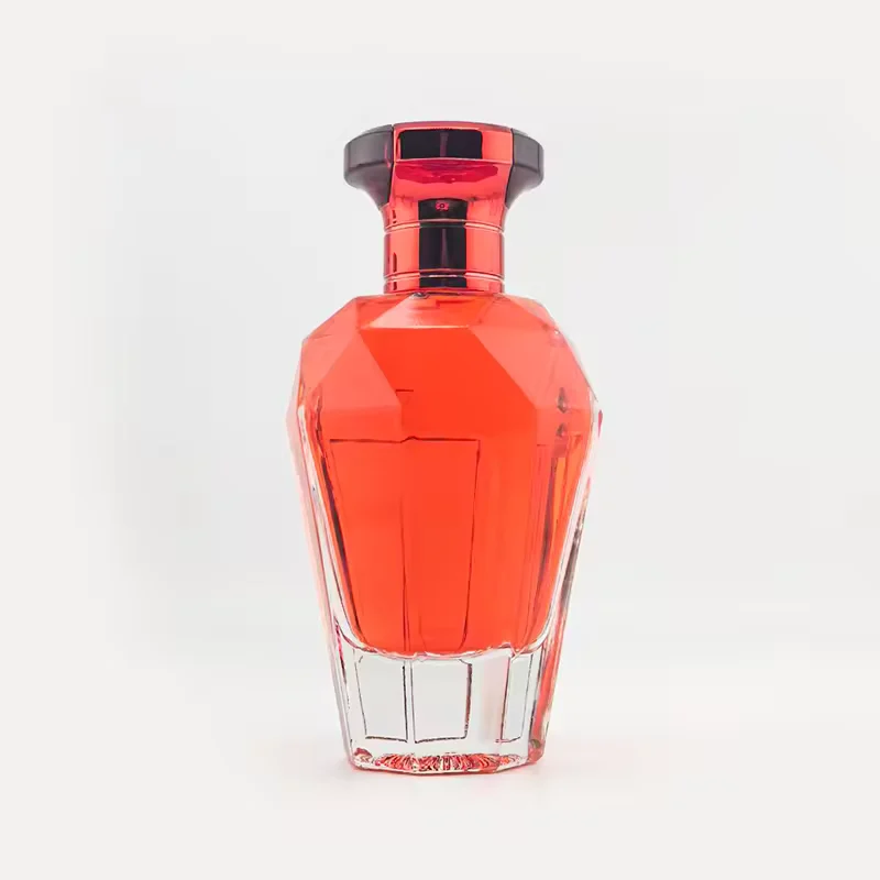 Red Glass Perfume Bottle with Crimp Neck
