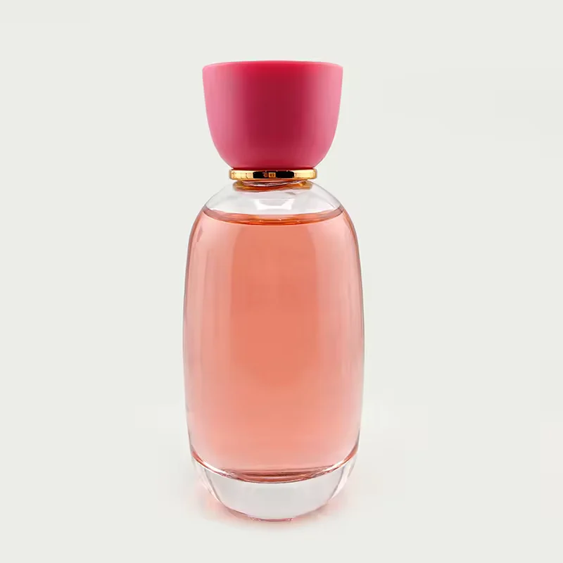 Red Glass Perfume Bottle with Crimp Neck