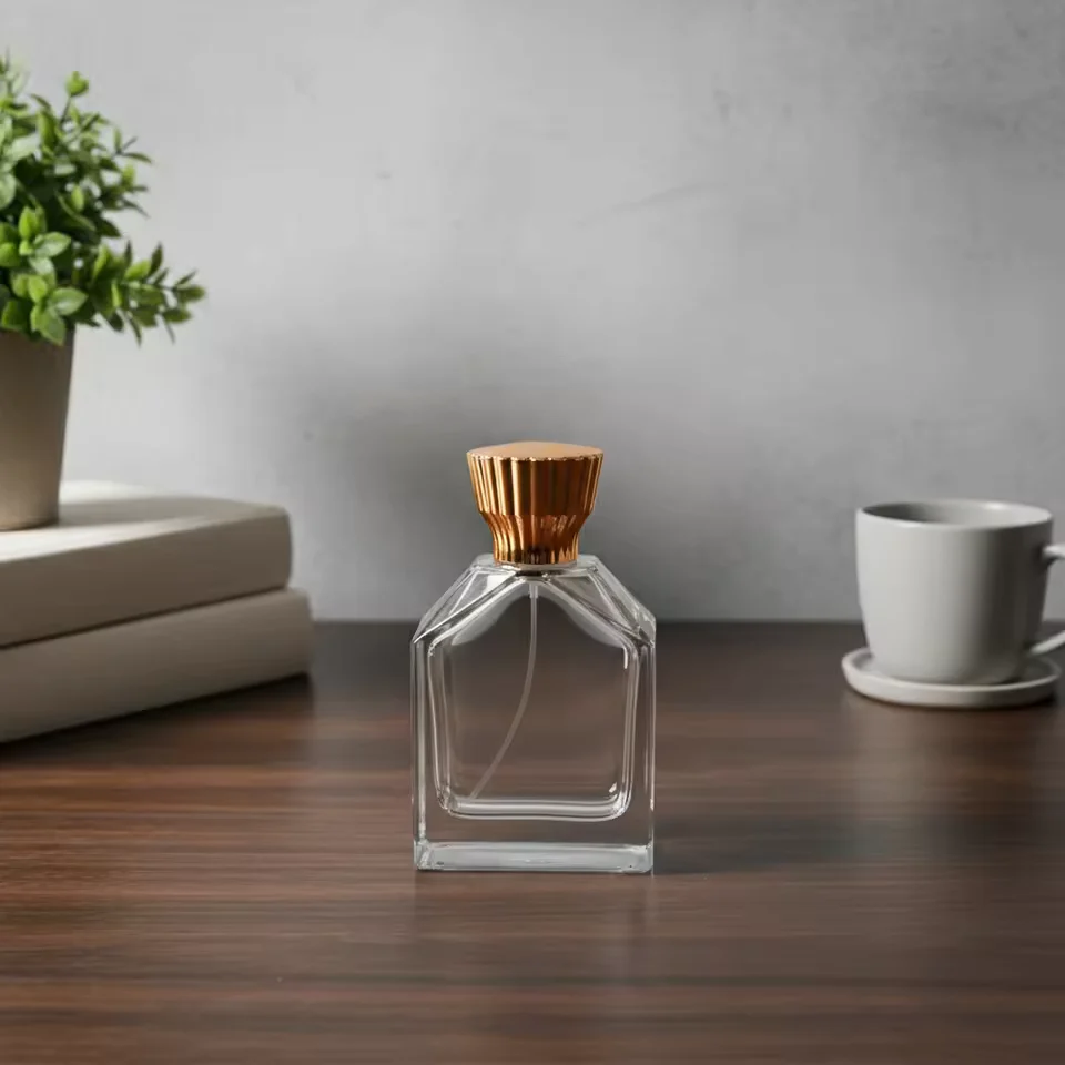 Clear Glass Perfume Bottle with Crimp Neck